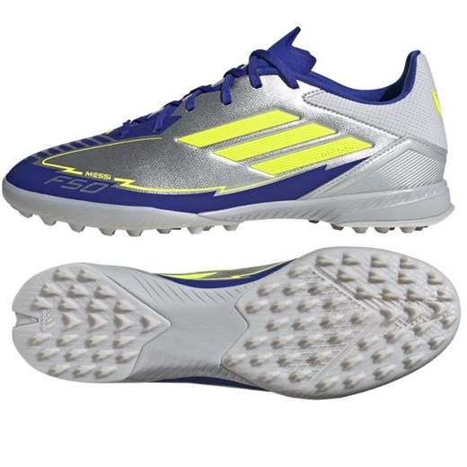 Buty adidas F50 League Messi Tf IH0919 Srebrno-Niebieskie srebrny ze sklepu ButyModne.pl w kategorii Buty sportowe męskie - zdjęcie 178667932