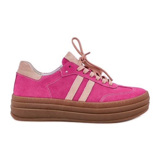 Zazoo N1068S4 Damskie Zamszowe Sneakersy Na Platformie Fuksja różowe ze sklepu ButyModne.pl w kategorii Buty sportowe damskie - zdjęcie 178667980