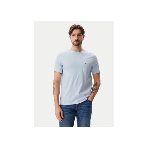 Tommy Hilfiger T-Shirt Essential MW0MW37283 Błękitny Regular Fit ze sklepu MODIVO w kategorii T-shirty męskie - zdjęcie 178671061