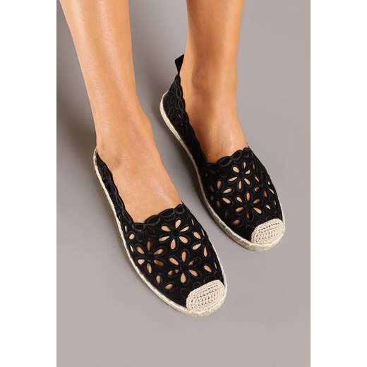 Czarne Espadryle Vices Ozdobione Ażurowym Wzorem i Ozdobną Plecionką Arivosa ze sklepu renee.pl w kategorii Espadryle damskie - zdjęcie 178673944