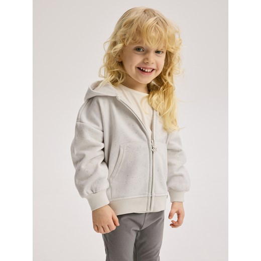 Reserved - Brokatowa bluza z kapturem - jasnoszary ze sklepu Reserved w kategorii Bluzy dziewczęce - zdjęcie 178674253