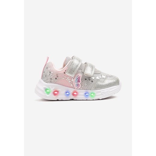 Srebrne Buty Sportowe Sneakersy z Tłoczonymi Motylkami Ularitia ze sklepu born2be.pl w kategorii Buty sportowe dziecięce - zdjęcie 178675682