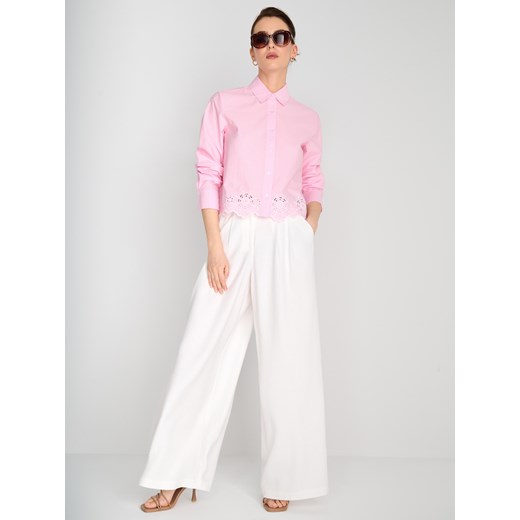 Sinsay - Koszula w paski z ażurowym dołem - różowy Sinsay XL Sinsay