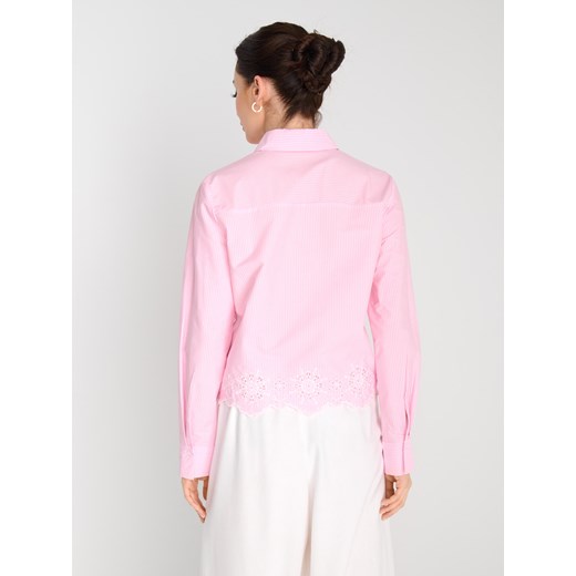 Sinsay - Koszula w paski z ażurowym dołem - różowy Sinsay M Sinsay