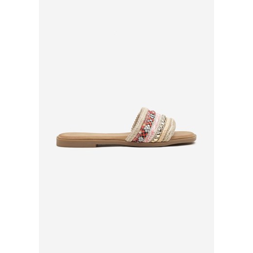 Czerwone Klapki z Nitami Plecione w Stylu Boho Lanvisa Renee 37 renee.pl