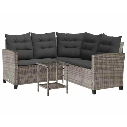 Sofa ogrodowa ze stolikiem ciemnoszara- Omalis ze sklepu Edinos.pl w kategorii Zestawy mebli ogrodowych - zdjęcie 178681143
