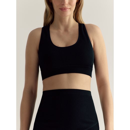 Reserved - Bezszwowy top w stylu sportowym - czarny ze sklepu Reserved w kategorii Biustonosze - zdjęcie 178681952