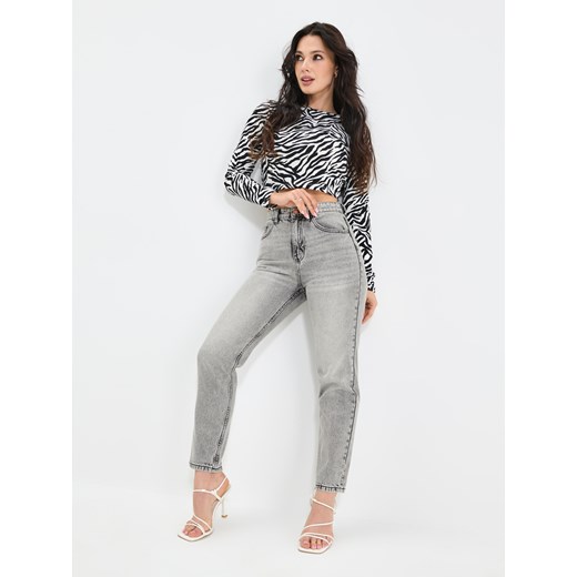 Sinsay - Jeansy mom high waist - szary Sinsay 38 Sinsay