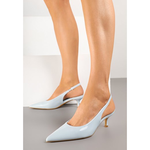 Niebieskie Czółenka Slingback Vices z Lakierowanym Połyskiem na Kaczuszce Sonwena ze sklepu renee.pl w kategorii Czółenka - zdjęcie 178682881