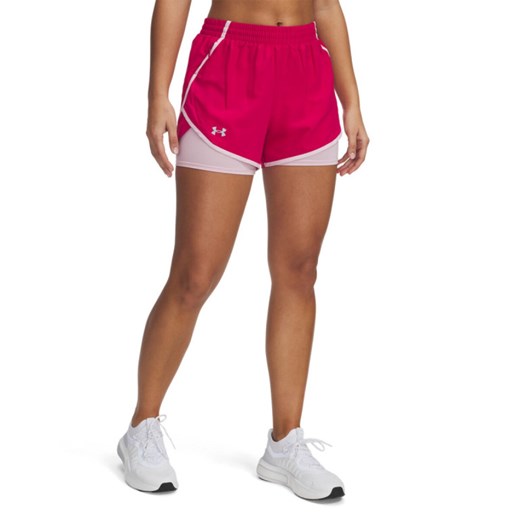 Damskie spodenki do biegania Under Armour UA Fly By 2in1 Short - różowe ze sklepu Sportstylestory.com w kategorii Szorty - zdjęcie 178683882