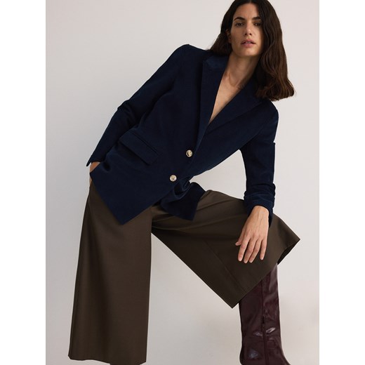 Reserved - Sztruksowa marynarka - granatowy ze sklepu Reserved w kategorii Marynarki damskie - zdjęcie 178685811