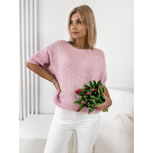 sweter kyro pudrowy róż one size ze sklepu UBRA w kategorii Swetry damskie - zdjęcie 178686733