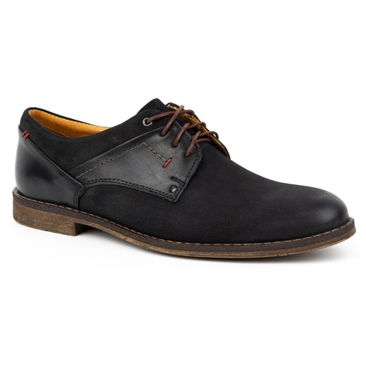 Buty męskie casual eleganckie nubuckowe 333KAM czarne ze sklepu butyolivier w kategorii Buty eleganckie męskie - zdjęcie 178687604