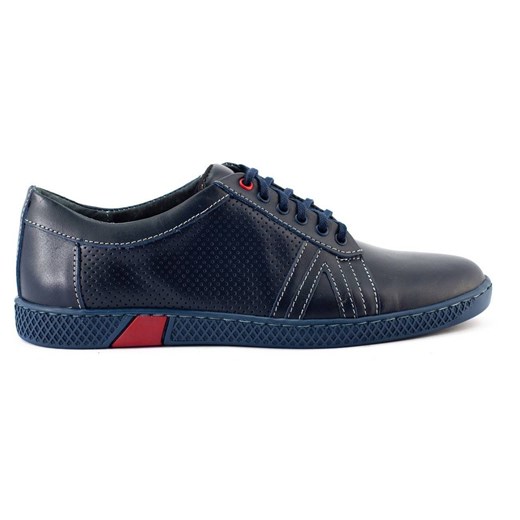 Buty męskie skórzane casual 910 granatowe ze sklepu butyolivier w kategorii Półbuty męskie - zdjęcie 178687690