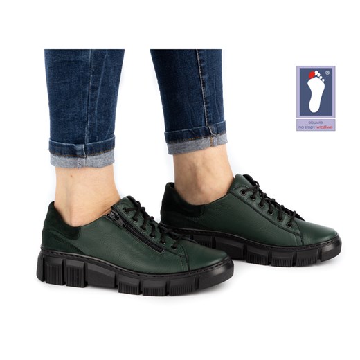 Półbuty damskie sneakersy skórzane 0663W zielone ze sklepu butyolivier w kategorii Półbuty damskie - zdjęcie 178687694