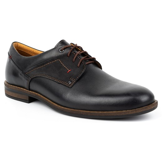 Buty męskie casual eleganckie skórzane 333KAM czarne ze sklepu butyolivier w kategorii Buty eleganckie męskie - zdjęcie 178687833