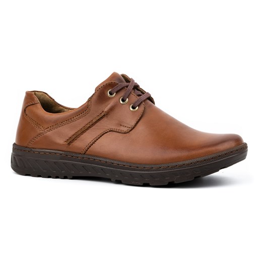 Buty męskie skórzane Casual 923K brązowe ze sklepu butyolivier w kategorii Półbuty męskie - zdjęcie 178687993