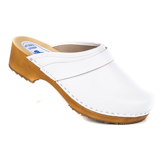 Buty damskie skórzane drewniaki chodaki M43 białe ze sklepu butyolivier w kategorii Klapki damskie - zdjęcie 178688014