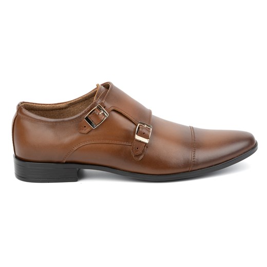 Skórzane buty wizytowe Monki 306LU brązowe ze sklepu butyolivier w kategorii Buty eleganckie męskie - zdjęcie 178688261