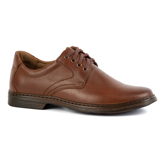 Buty męskie ze skóry naturalnej sznurowane 933K brązowe ze sklepu butyolivier w kategorii Półbuty męskie - zdjęcie 178688350