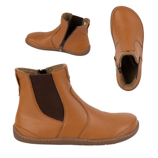 Damskie buty barefoot sztyblety z zamkiem ocieplane 1263 rude ze sklepu butyolivier w kategorii Półbuty damskie - zdjęcie 178688441