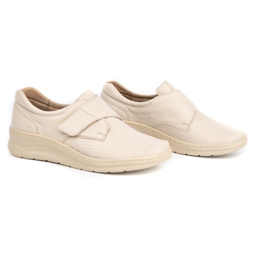 Półbuty damskie sneakersy skórzane 0539W kremowe ze sklepu butyolivier w kategorii Półbuty damskie - zdjęcie 178688573