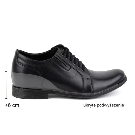 Buty męskie skórzane podwyższające + 6 cm P24 czarne ze sklepu butyolivier w kategorii Buty eleganckie męskie - zdjęcie 178688632