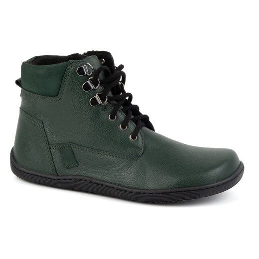 Damskie minimalistyczne buty skórzane zimowe barefoot 1262 zielone ze sklepu butyolivier w kategorii Półbuty damskie - zdjęcie 178688682