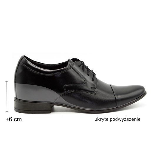 Buty męskie wizytowe skórzane  P10 podwyższające + 6 cm czarne ze sklepu butyolivier w kategorii Buty eleganckie męskie - zdjęcie 178688784