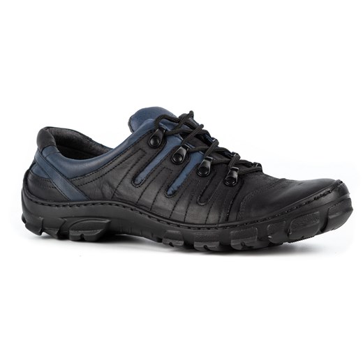 Buty męskie trekkingowe skórzane 0166W czarne ze sklepu butyolivier w kategorii Buty trekkingowe męskie - zdjęcie 178688880