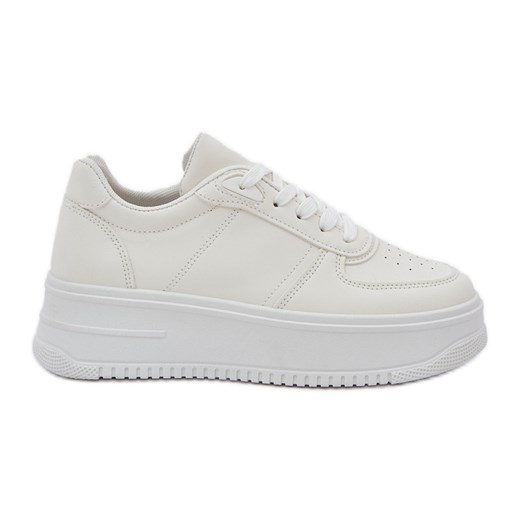 Klasyczne Sneakersy Z Eko Skóry Na Platformie Białe ze sklepu ButyModne.pl w kategorii Buty sportowe damskie - zdjęcie 178690992