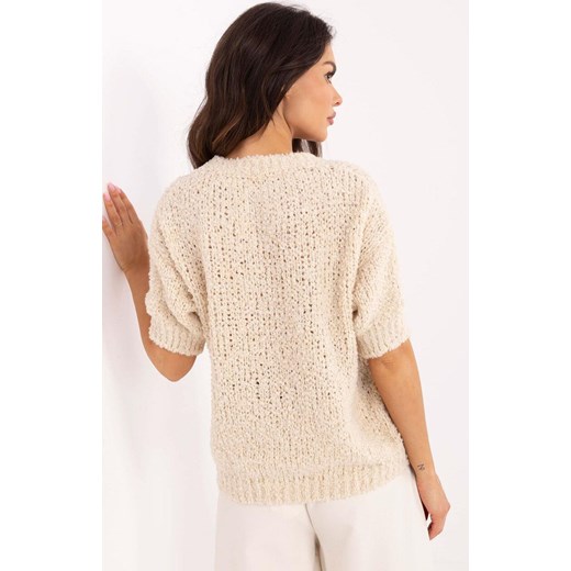 Sweter damski oversize z dodatkiem alpaki MI-SW-2701.23, Kolor beżowy, Rozmiar uniwersalny, ITALY MODA ze sklepu Primodo w kategorii Swetry damskie - zdjęcie 178691321