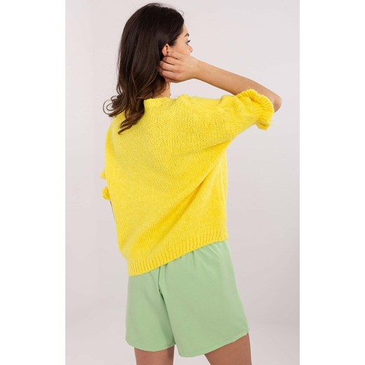 Żółty sweter damski z wiskozą MI-SW-2913.99, Kolor żółty, Rozmiar uniwersalny, ITALY MODA ze sklepu Primodo w kategorii Swetry damskie - zdjęcie 178691382