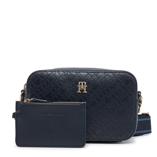 Torebka Tommy Hilfiger Th Distinct Camera Bag Mono AW0AW17221 Granatowy ze sklepu eobuwie.pl w kategorii Listonoszki - zdjęcie 178692274