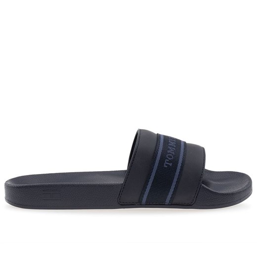 Klapki Tommy Hilfiger Poolside With Webbing Slide FW0FW08529-DW6 - czarne ze sklepu streetstyle24.pl w kategorii Klapki damskie - zdjęcie 178692350