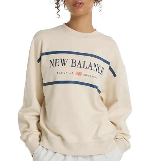 Bluza New Balance WT51923LIN - beżowa ze sklepu streetstyle24.pl w kategorii Bluzy damskie - zdjęcie 178692352