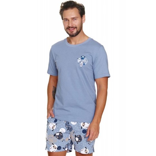 Doctor Nap krótka piżama męska w owieczki PMB.7207, Kolor niebieski-wzór, Rozmiar S, Doctor Nap ze sklepu Intymna w kategorii Piżamy męskie - zdjęcie 178692420