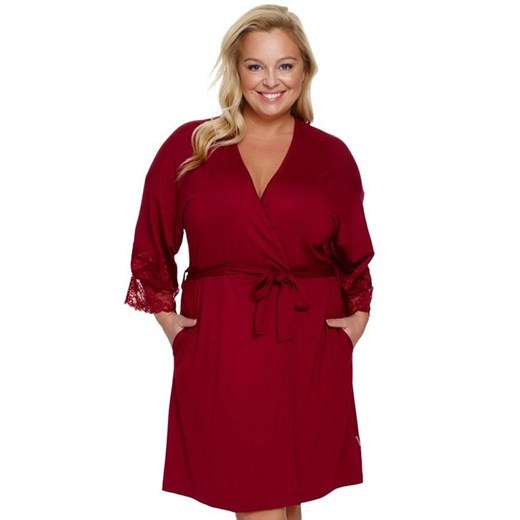 Doctor Nap szlafrok damski z koronką SWW.7261, Kolor burgund, Rozmiar M, Doctor Nap ze sklepu Intymna w kategorii Szlafroki damskie - zdjęcie 178692424