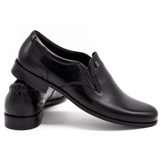 Kampol Buty męskie wizytowe wsuwane 343/17 czarne ze sklepu ButyModne.pl w kategorii Buty eleganckie męskie - zdjęcie 178695064