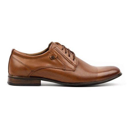 KOMODO Buty wizytowe skórzane męskie 850KL brązowe ze sklepu ButyModne.pl w kategorii Buty eleganckie męskie - zdjęcie 178695070