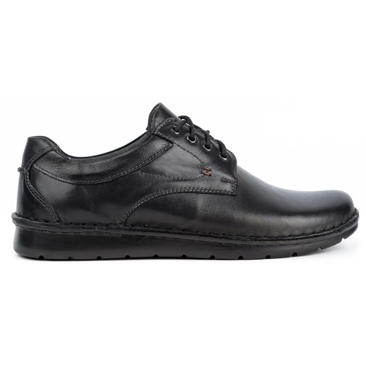 Kampol Buty męskie skórzane casual 13/27 czarny lico czarne ze sklepu ButyModne.pl w kategorii Półbuty męskie - zdjęcie 178695071