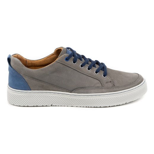 Olivier Buty Męskie skórzane Sneakers 950MA szare ze sklepu ButyModne.pl w kategorii Półbuty męskie - zdjęcie 178695082