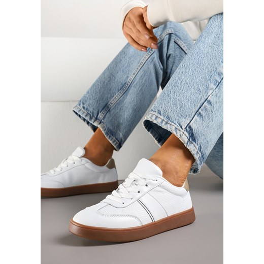 Białe Sneakersy ze Skóry Naturalnej z Przeszyciami Tilliossa ze sklepu renee.pl w kategorii Buty sportowe damskie - zdjęcie 178695351