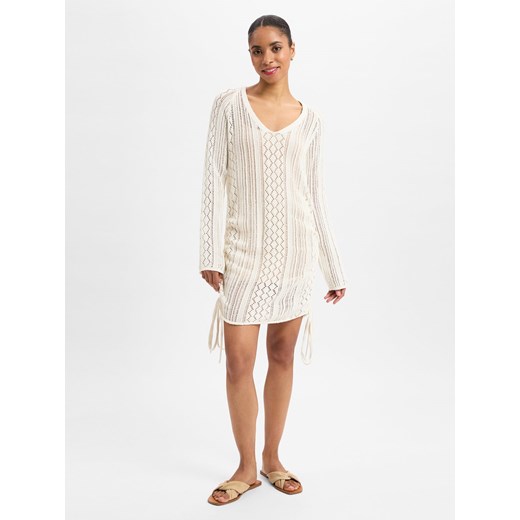 Noisy May Damska sukienka z dzianiny - NMLuna Kobiety écru jednolity ze sklepu vangraaf w kategorii Sukienki - zdjęcie 178695443