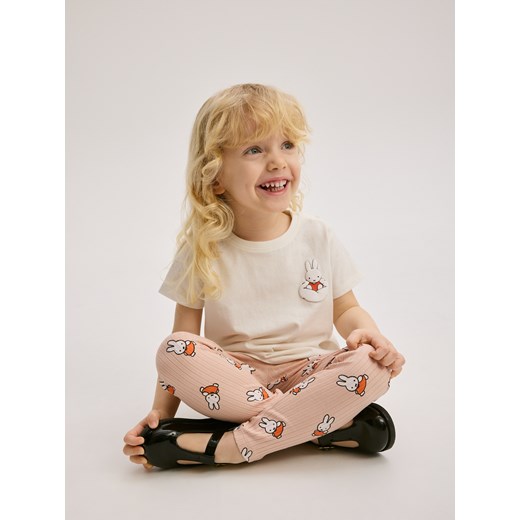 Reserved - Prążkowne legginsy Miffy - pastelowy róż Reserved 92 (1 Reserved