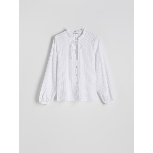 Reserved - Koszula z ozdobnym wiązaniem - biały Reserved XS Reserved