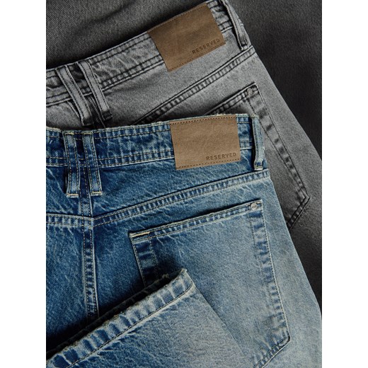 Reserved - Jeansy baggy z efektem sprania - niebieski Reserved 28 Reserved