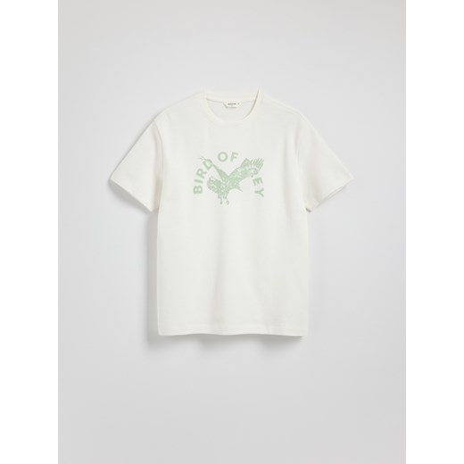 Reserved - T-shirt regular z nadrukiem - złamana biel Reserved XXL Reserved
