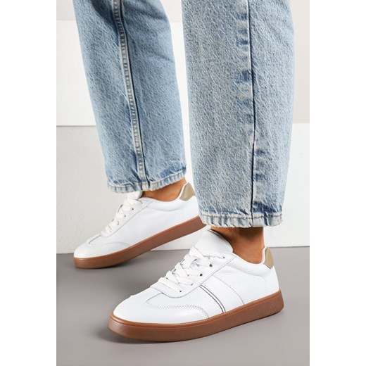 Białe Skórzane Sneakersy Ozdobione Przeszyciami Tillita 41 promocyjna cena born2be.pl