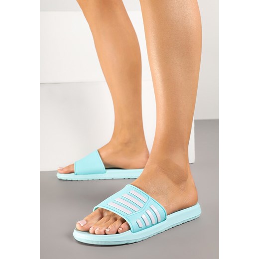 Jasnoniebieskie Klapki Basenowe z Pianki z Ozdobnymi Paskami Pille 36 born2be.pl